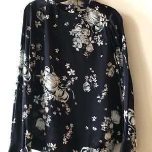 Black and White Floral Blouse